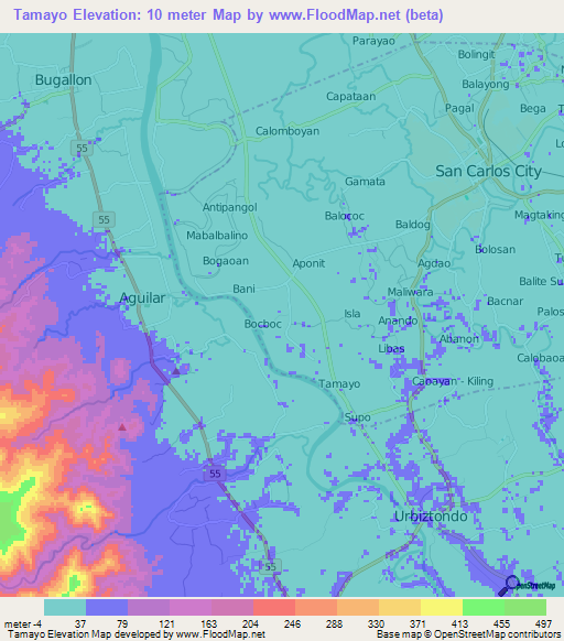 Tamayo,Philippines Elevation Map