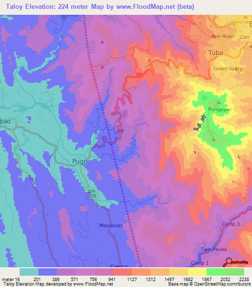 Taloy,Philippines Elevation Map