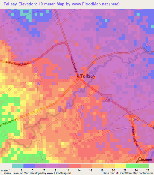 Talisay,Philippines Elevation Map