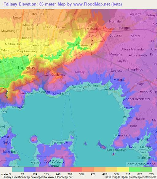 Talisay,Philippines Elevation Map