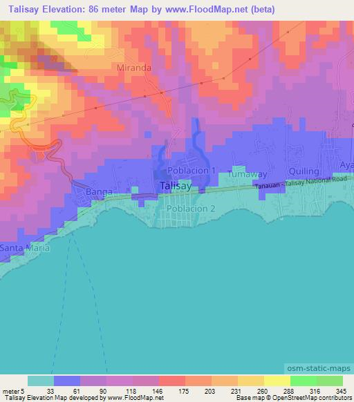Talisay,Philippines Elevation Map