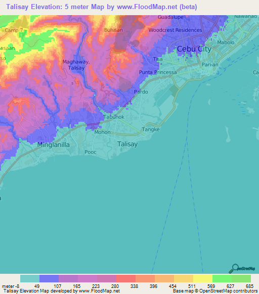 Talisay,Philippines Elevation Map