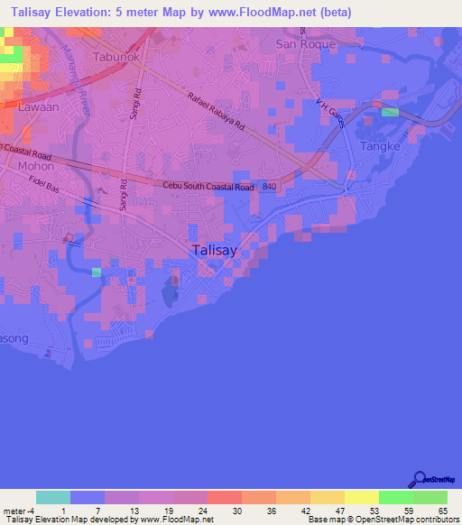 Talisay,Philippines Elevation Map