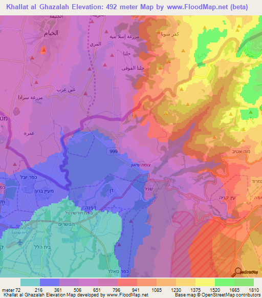 Khallat al Ghazalah,Syria Elevation Map