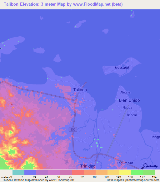 Talibon,Philippines Elevation Map