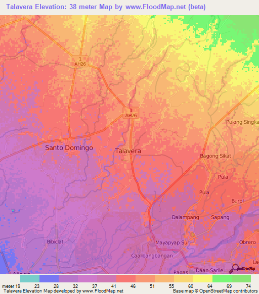 Talavera,Philippines Elevation Map