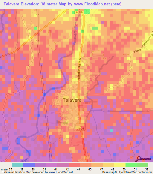 Talavera,Philippines Elevation Map