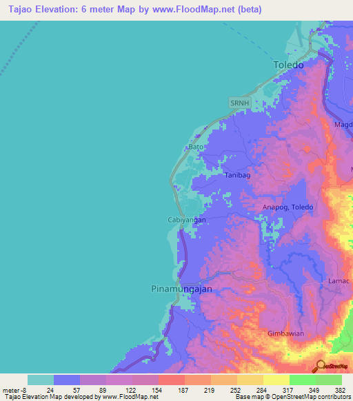 Tajao,Philippines Elevation Map
