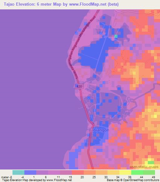 Tajao,Philippines Elevation Map