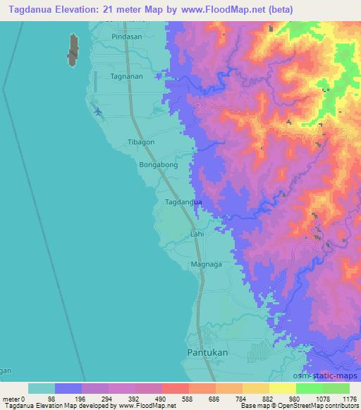 Tagdanua,Philippines Elevation Map