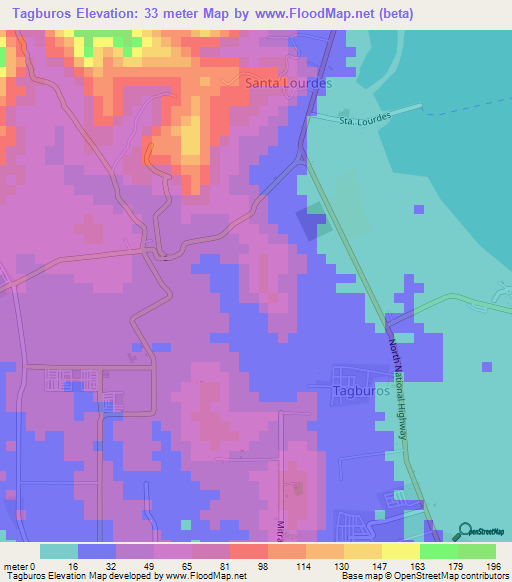 Tagburos,Philippines Elevation Map