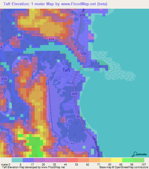 Taft,Philippines Elevation Map