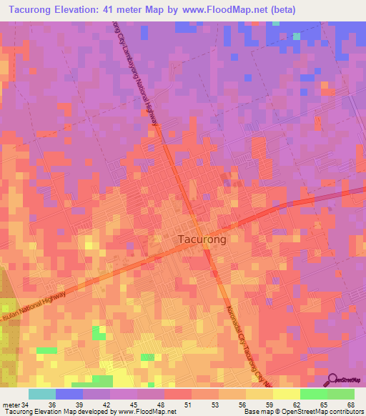 Tacurong,Philippines Elevation Map