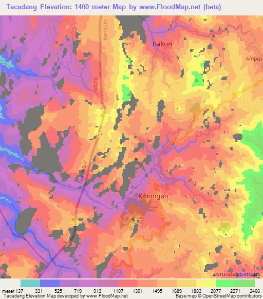Tacadang,Philippines Elevation Map