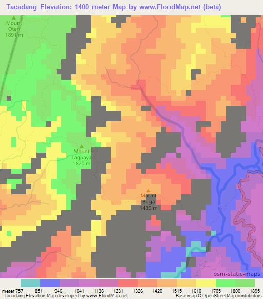 Tacadang,Philippines Elevation Map