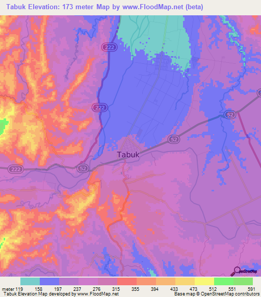 Tabuk,Philippines Elevation Map