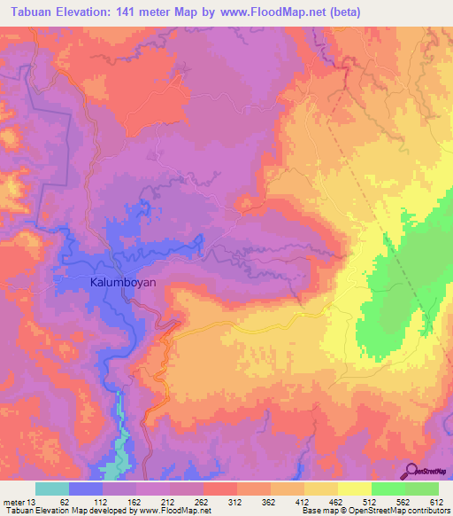 Tabuan,Philippines Elevation Map
