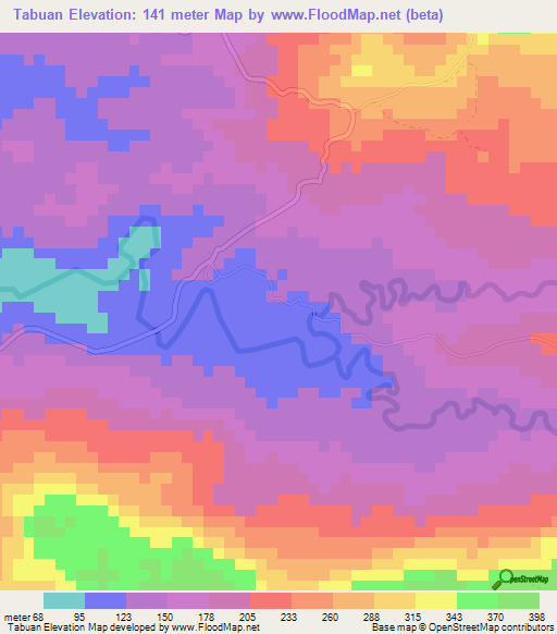 Tabuan,Philippines Elevation Map