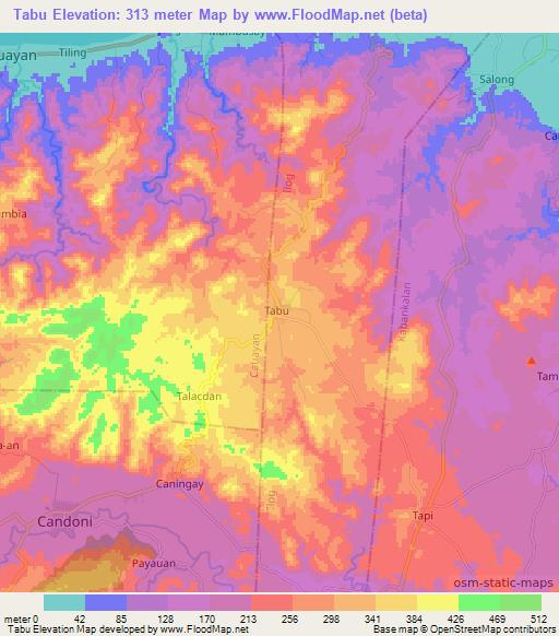 Tabu,Philippines Elevation Map