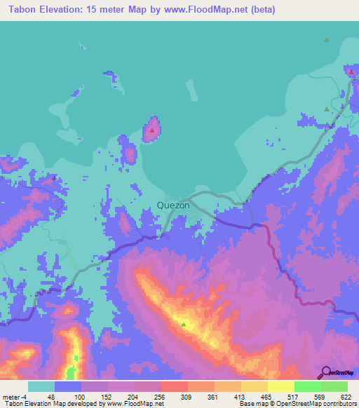 Tabon,Philippines Elevation Map