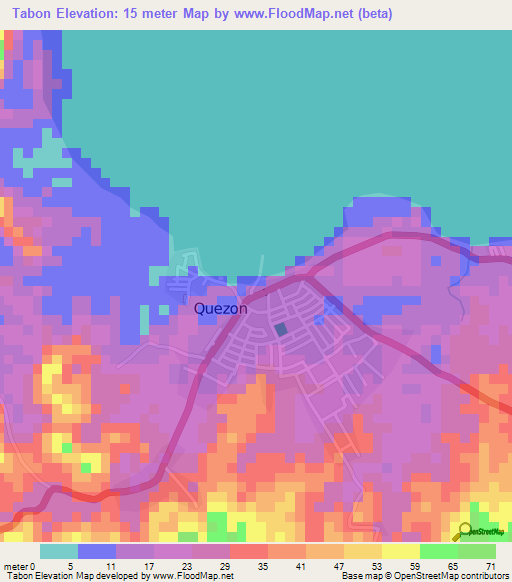Tabon,Philippines Elevation Map