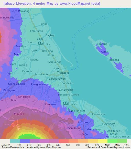Tabaco,Philippines Elevation Map