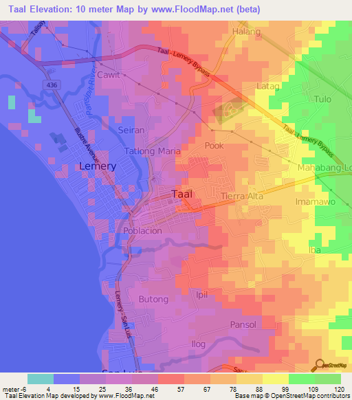 Taal,Philippines Elevation Map