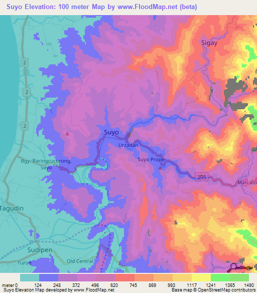 Suyo,Philippines Elevation Map