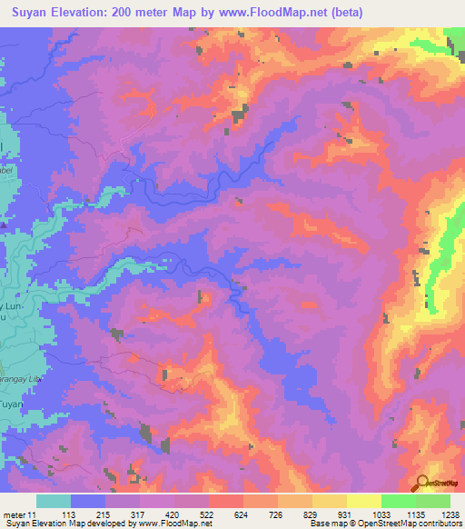 Suyan,Philippines Elevation Map
