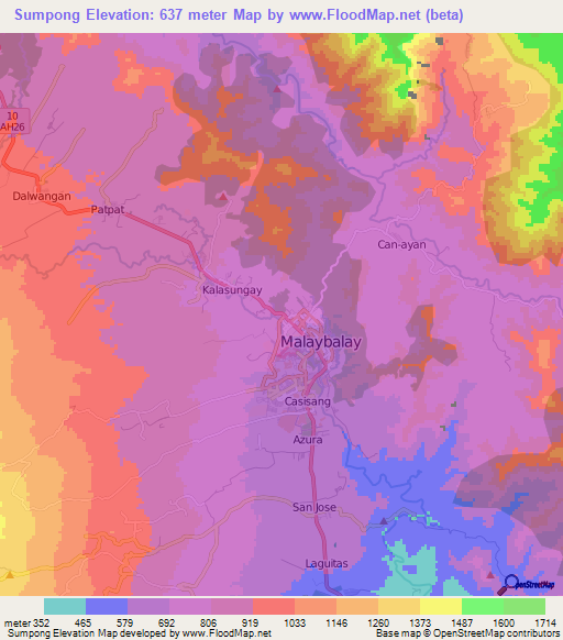 Sumpong,Philippines Elevation Map