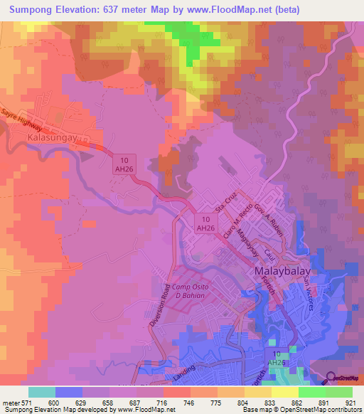 Sumpong,Philippines Elevation Map