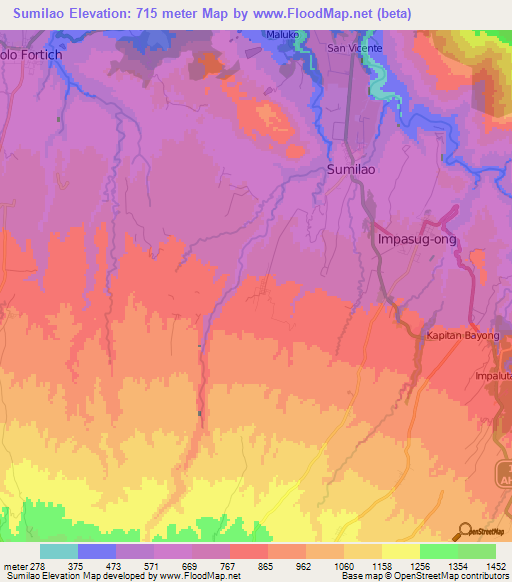 Sumilao,Philippines Elevation Map