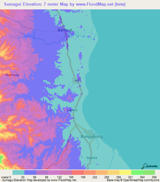 Sumagui,Philippines Elevation Map