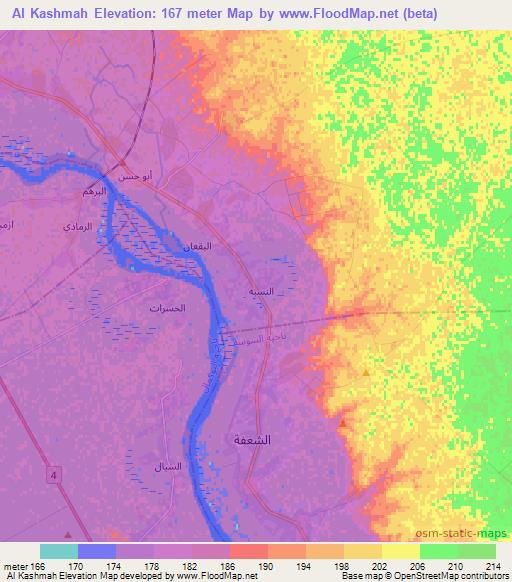 Al Kashmah,Syria Elevation Map