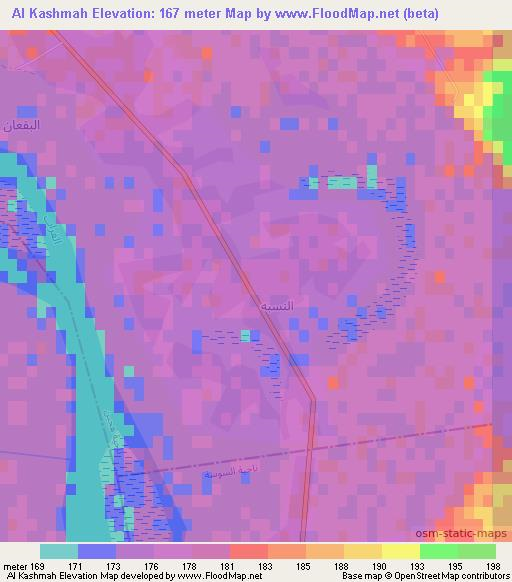 Al Kashmah,Syria Elevation Map