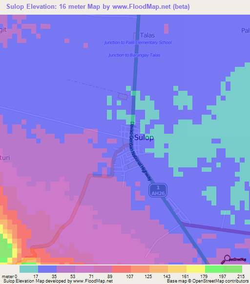 Sulop,Philippines Elevation Map