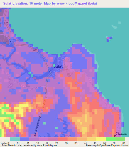 Sulat,Philippines Elevation Map