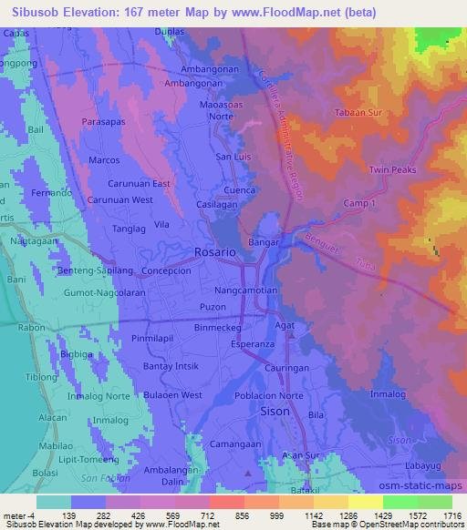 Sibusob,Philippines Elevation Map