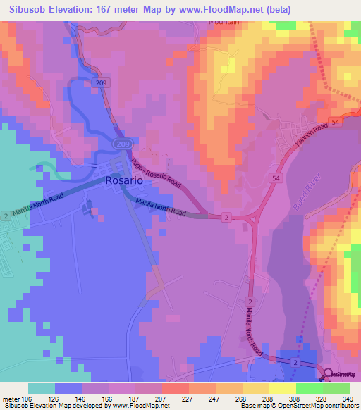 Sibusob,Philippines Elevation Map