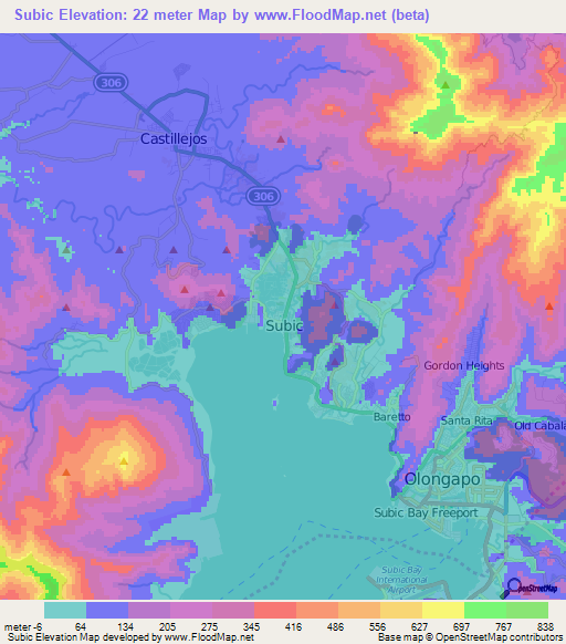 Subic,Philippines Elevation Map