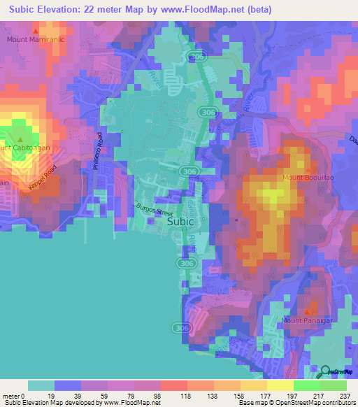 Subic,Philippines Elevation Map