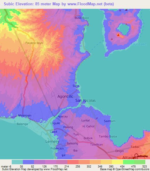 Subic,Philippines Elevation Map