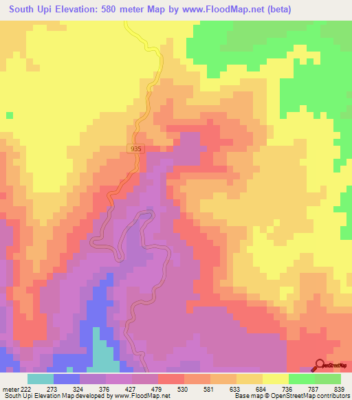 South Upi,Philippines Elevation Map