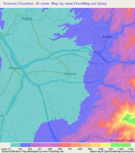 Solsona,Philippines Elevation Map