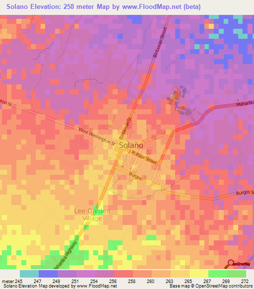 Solano,Philippines Elevation Map