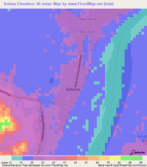 Solana,Philippines Elevation Map