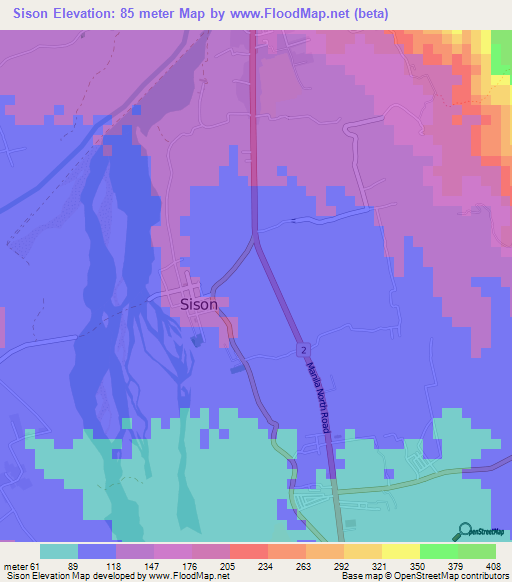 Sison,Philippines Elevation Map
