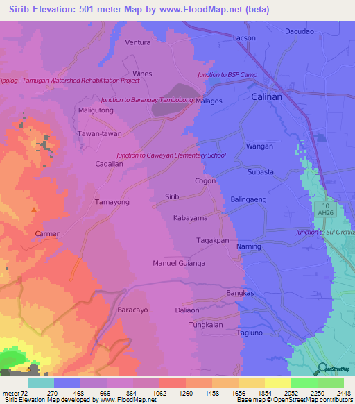 Sirib,Philippines Elevation Map