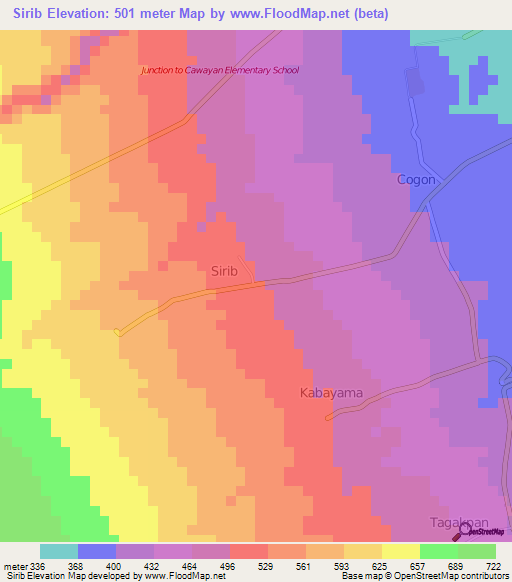 Sirib,Philippines Elevation Map