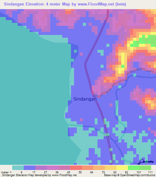 Sindangan,Philippines Elevation Map